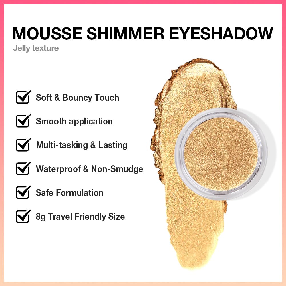 Cream Glitter Golden Yellow Shimmer Metallic Eyeshadow Palette Makeup, Natural Single Mini Instant Holographic Eyeshadow For Women, Sombras Crema Para Ojos, Talc, Paraben&Cruelty Free-BrightBean Baby