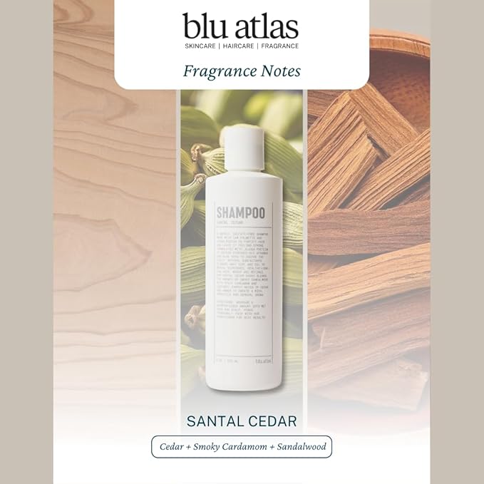 Blu Atlas Men's Natural Shampoo – Organic, Sulfate-Free, Paraben-Free – Deep Cleansing & Hydrating – Santal Cedar Scent – Made in America – 8 oz-BrightBean Baby