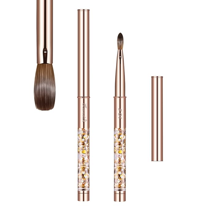 Acrylic Nail Brush Size 4,KEMEISI 100% Pure Kolinsky Nail Art Brushes Sturdy Handle Oval Shaped Acrylic Powder Nail Design Tools for Professional Manicure DIY Home Salon (Gold)-BrightBean Baby