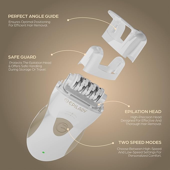 Epilady Legend 5 Rechargeable Epilator, 56 Tweezers, Dual Speed, Full-Body Epilator for Women, Auto Shut Off, Travel Case, Cleaning Brush-BrightBean Baby