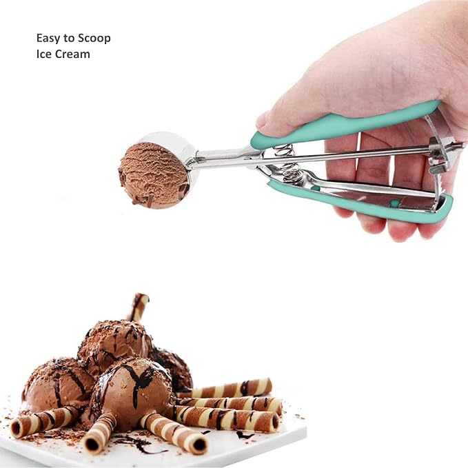 Cookie Scoop, Ice Cream Scoop, 2 Tbsp/ 30 ml/ 1 oz Cookie Scoops for Baking, 18/8 Stainless Steel Cookie Scooper for Baking, Ice Cream Scooper with Trigger Release, Cookie Dough Scoop (Mint)