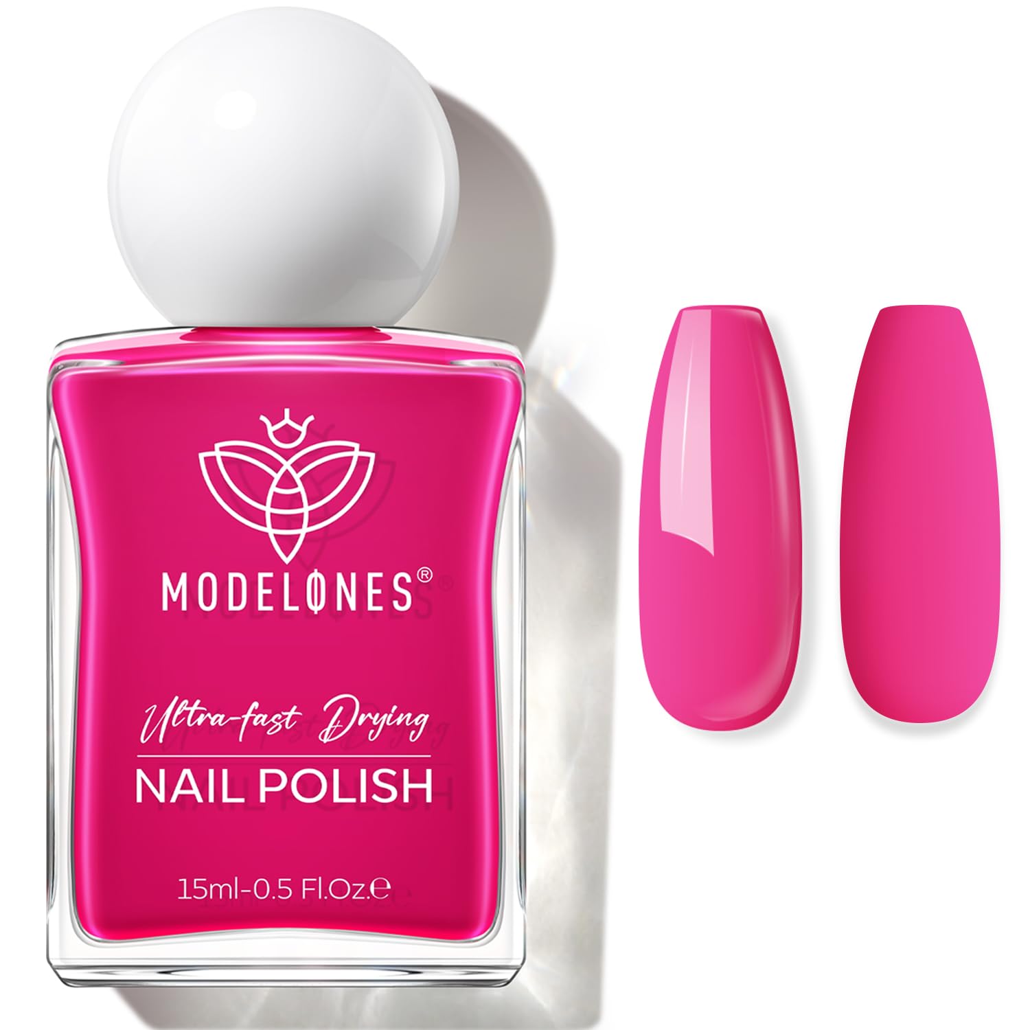 modelones Hot Pink Nail Polish, 15ML Bright Pink Quick Dry Nail Lacquer Strengthener Long Last Shine Fingernail Toe Nail Art DIY Valentine's Day Manicure Gift for Women Girls-BrightBean Baby