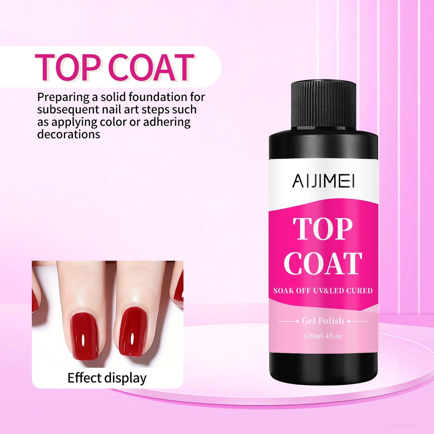 AIJIMEI 120ml Top Coat Nail Polish Premium Gel Top Coat 4 Fl Oz Long Lasting,Top Coat for Gel Nail Polish – Nail Art Topcoat for Salon-Grade Nails at Home-BrightBean Baby