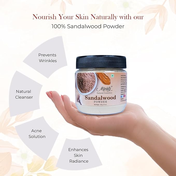 100% Natural Sandalwood Powder | (3.5 Oz) Chandan Powder for Women & Men | Herbal Sandalwood Powder for Face & Skin | Ayurvedic Face Pack for Glowing Skin, Tan Removal Mask & Natural Face Pack-BrightBean Baby