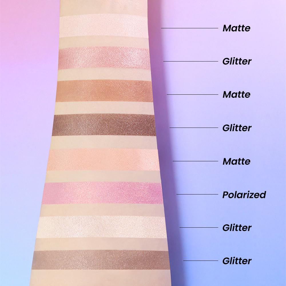 Kaely 8 Colors Cream Eyeshadow Contour Highlighter Palette Makeup, Nude Rose Pink Chocolate Coffee Beige Brown Matte Shimmer Glitter Highly Pigmented Eye Shadow Palette for Older Women Waterproof-BrightBean Baby