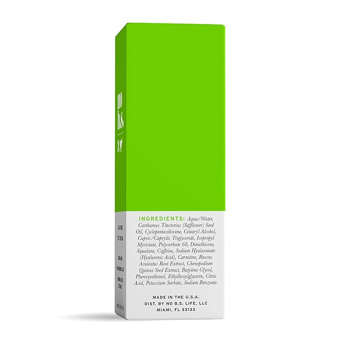 No B.S. Caffeine Eye Cream with Pure Hyaluronic Acid & Plant Based Squalane Oil, Under Eye Cream for Dark Circles & Puffiness, Skin Care for Women & Men, Travel Size, 0.5 FL Oz, and CoQ10 for Wrinkles-BrightBean Baby