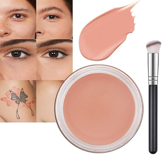 Pot Concealer with Makeup Brush Set,Tattoo Color Correcting Concealer,Full Face Color Correcting Conceal Foundation,Under Eye Concealer Brightener Dark Eye Ring corrector de ojeras (05-MEDIUM HONEY)-BrightBean Baby