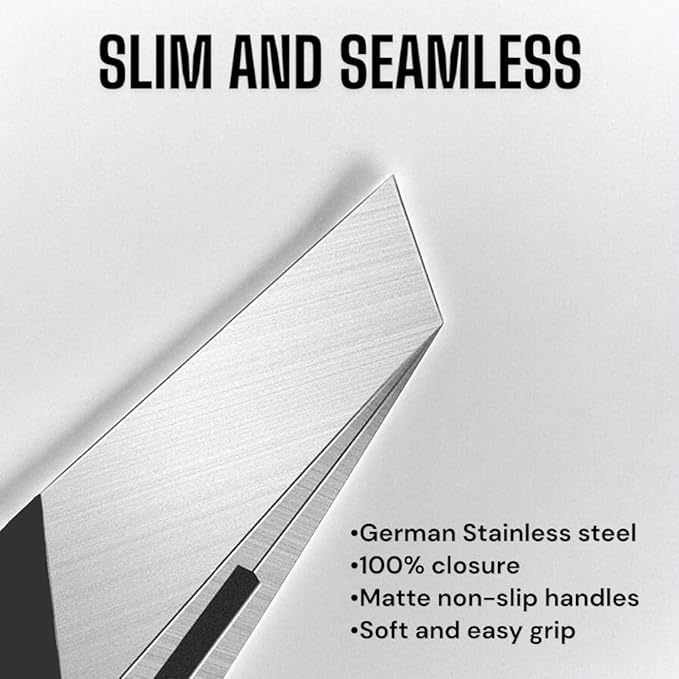 Professional Tweezers - Slant, Durable Lightweight German Stainless Steel, Ultra Precision Tweezers for Eyebrows, Facial Hair, Chin, and Ingrown Hair Removal - Gift (Matte Gold)
