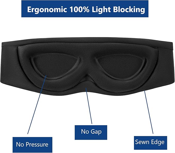 Alaska Bear Sleep Mask for Side Sleepers 2022 Headband Design, Cup-Shaped and Extra-Soft, 100 Blackout Eye Mask Shades Cover for Men and Women Home or Travel, Machine Washable, Black-BrightBean Baby