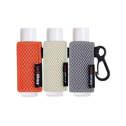 3PCS Lip Balm Holder Sleeves Keychain Chapstick Holder Lip Gloss Holder Keychain Chapstick Elastic Sleeves(Beige/Grey/Orange)-BrightBean Baby