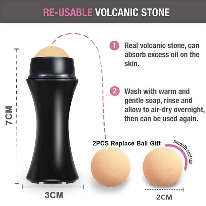 103 PCS Volcanic Roller Oily Skin Oil Control On The Go Volcanic Face Roller Oil Absorbing Volcanic Roller with Oil Blotting Sheet Paper for Oily Skin Care Oil Control Film Tissues(Type1)-BrightBean Baby