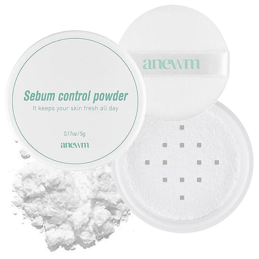 SAAT INSIGHT Anewm Sebum Control Drying Powder 5g - Oil Control Powder for Long-Lasting Clean Skin, Sebum Control Blotting Powder to Provide Transparent Makeup Finish, and Blur Fine Lines & Pores-BrightBean Baby