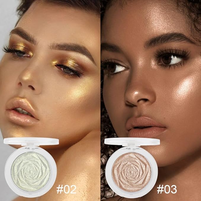 evpct Blonde Gold & Champagne Gold Face Highlighter Makeup Shimmer Glitter Diamond Sparkly Highlighters Makeup Palette Powder for Face Body Cheek iluminadores iluminador de jos maquillaje luminizers-BrightBean Baby