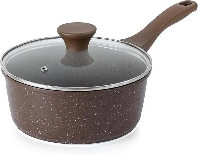 SENSARTE Nonstick Saucepan with Lid 2.0 Quarts - Granite Coating Small Pot