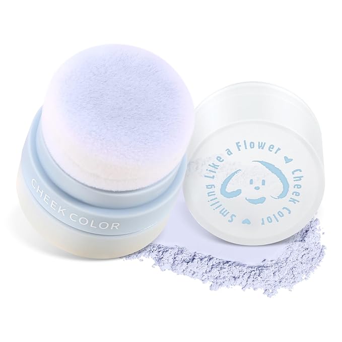 Boobeen Powder Blush for Cheeks, Air Cushion Matte Blush, Natural Highly Pigmented Blush Makeup Easy to Blend, Loose Blush Compact Long-lasting-BrightBean Baby