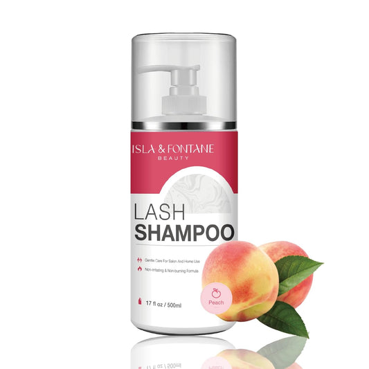 ISLA & FONTANE Lash Shampoo Bulk – Multi-Scent Series – 17 fl oz / 500ml | Gentle Eyelash Cleanser for Lash Extensions | Non-Irritating | Professional Lash Bath Foam For Salon And Home Use (Peach)-BrightBean Baby