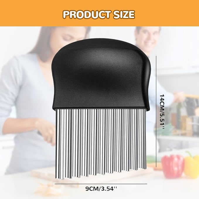 Large Crinkle Cutter, Stainless Steel Wavy Cutter with Non-Slip Handle, French Fry Cutter, Crinkle Potato Slicer, Chopping Tools for Potatoes Carrot Fruit Vegetable (B Set: 2 Pcs)