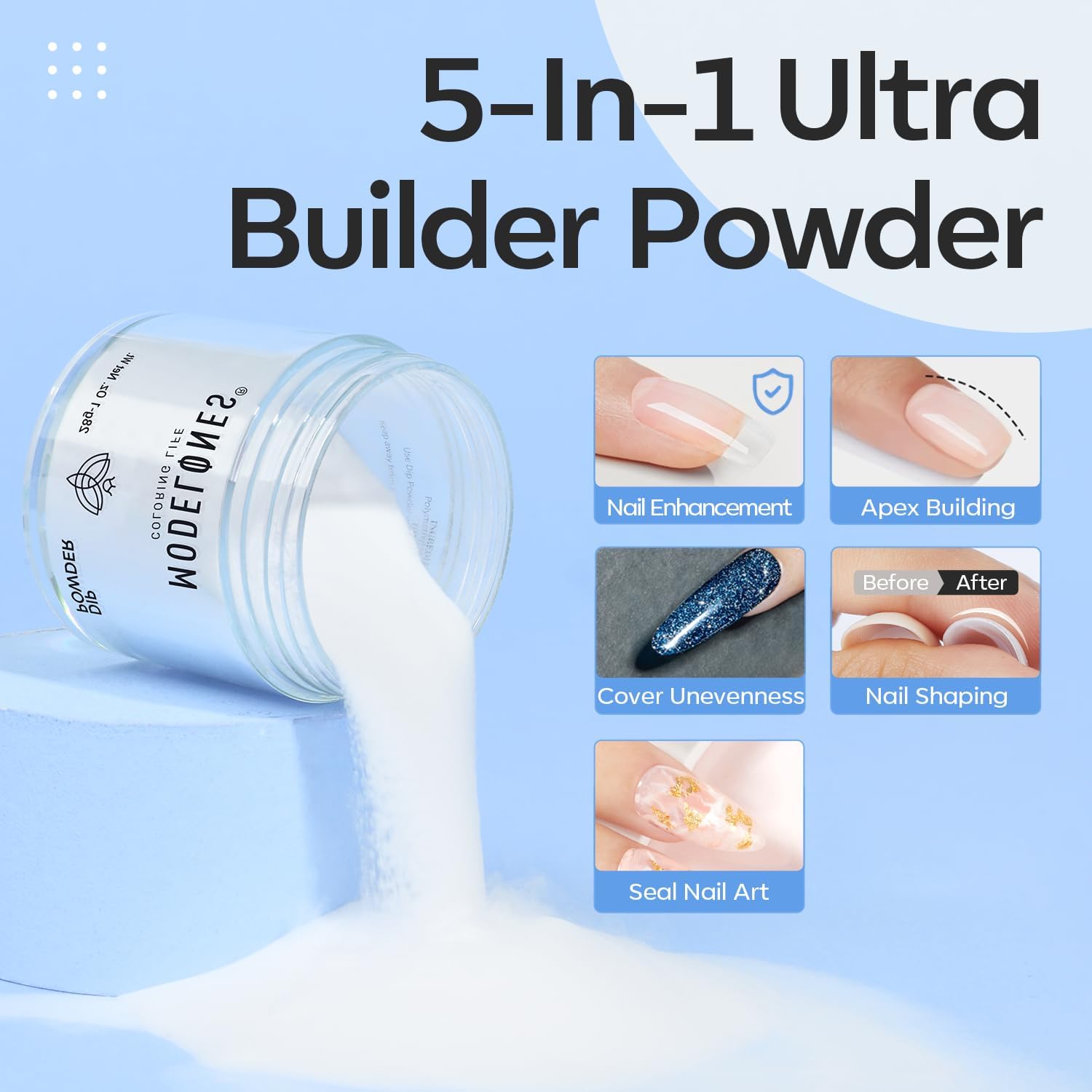 Modelones Dip Powder Clear Color - Long-Lasting Nail Dipping Powder Kit - DIY French Nail Art at Home - No Lamp Required-BrightBean Baby