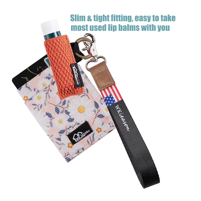 WK IEASON Lip Balm Sleeves Holder Keychain 3pcs Clip on Chapstick Lipstick Sleeves Keychain Holder Pouch Tight-Knit Elastic Lipstick Sleeves Key Ring(Black/Jade/Orange)-BrightBean Baby