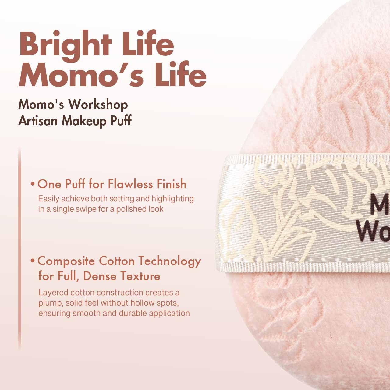 Pink Velvet Powder Puffs, Laser-Cut Rose Design, Dual-Sided, Travel Size & Wide M Size for Pressed Powder, Blush & Contour,5pcs Plush Puffs & Storage Case-BrightBean Baby