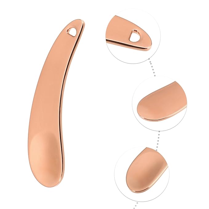 VOCOSTE 4 Pcs Makeup Spatula Mini Spoon, Eye Cream Massage Sticks Beauty Scoop, for Facial Cosmetic Face Cream, Moon Shape 2.13"x0.51", Rose Gold Tone-BrightBean Baby