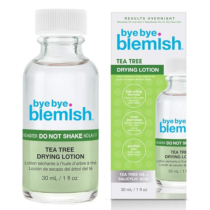 Bye Bye Blemish Tea Tree Drying Lotion, with Tea Tree Oil & Salicylic Acid, Fast-acting Formula, Dries Blemishes, Purifies Skin, 1 fl oz, 1-Pack-BrightBean Baby