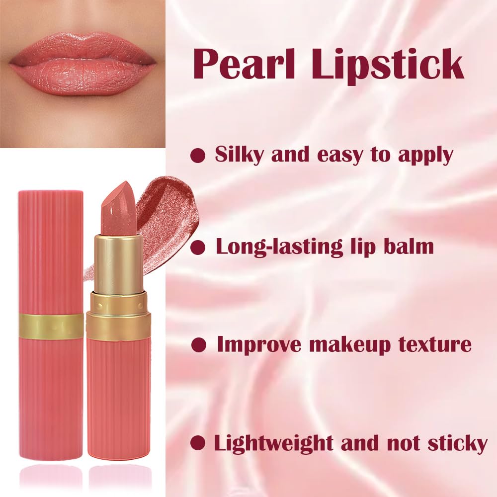 Nude Metallic Lipstick for Women,Lightweight Shimmer Frosted Lipstick,Glitter Lip Gloss Stain Long Lasting Waterproof Smudge Proof 24 Hour Full Coverage Lip Makeup,Vegan-BrightBean Baby