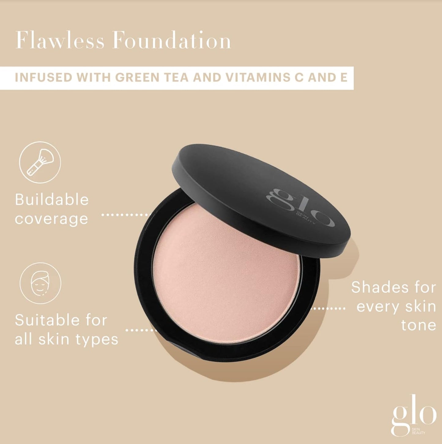 Glo Skin Beauty Pressed Base Powder Foundation Makeup (Beige Light) - Flawless Coverage for a Radiant Natural, Second-Skin Finish-BrightBean Baby