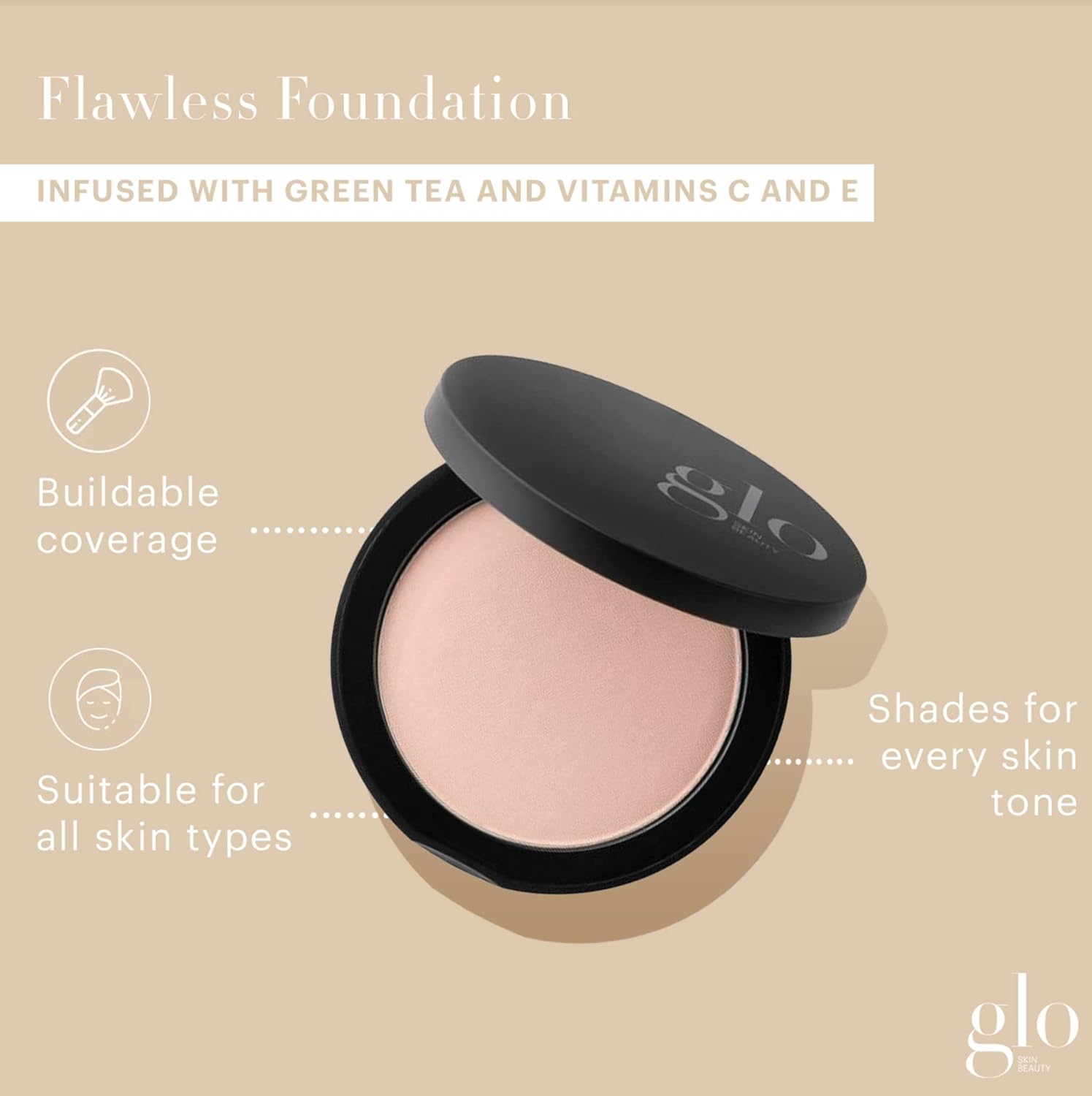 Glo Skin Beauty Pressed Base Powder Foundation Makeup (Beige Light) - Flawless Coverage for a Radiant Natural, Second-Skin Finish-BrightBean Baby