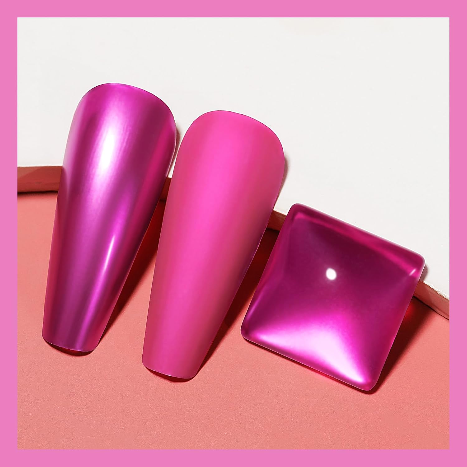 MIZHSE Rose Red Mirror Nail Polish, Quick Dry Metallic Nail Polish, Air Dry Fast Chrome Nail Lacquer Bright Color Oil-based Nail Art Manicure DIY Home-BrightBean Baby