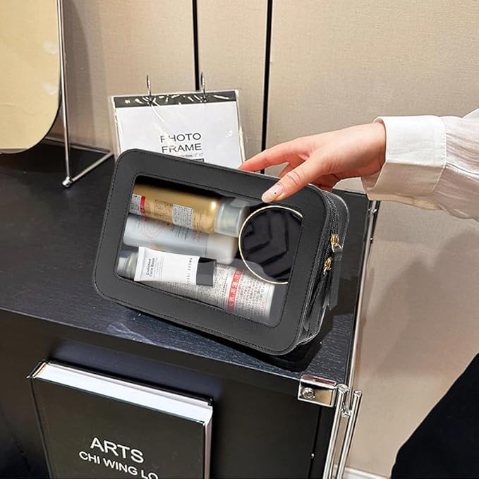 Clear Makeup Bag Small, TSA Approved Portable Toiletry Bag with Zipper Cosmetic Travel Bag Makeup Organizer Case Mini Makeup Pouch for Purse Car Organizer Bag for Women Men-BrightBean Baby