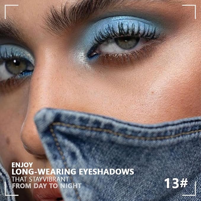 Powder Eyeshadow Quad, Blue Taupe Matte Shimmer Eye Shadow Palette Makeup, Neutral Vegan Eye Shadow Palette for Older Women Pigmented Waterproof, paleta de sombras de ojos, Blendable,13-BrightBean Baby