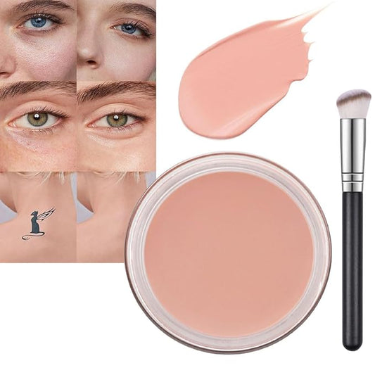 Pot Concealer with Makeup Brush Set,Tattoo Color Correcting Concealer,Full Face Color Correcting Conceal Foundation,Under Eye Concealer Brightener Dark Eye Ring corrector de ojeras (04-LIGHT)-BrightBean Baby