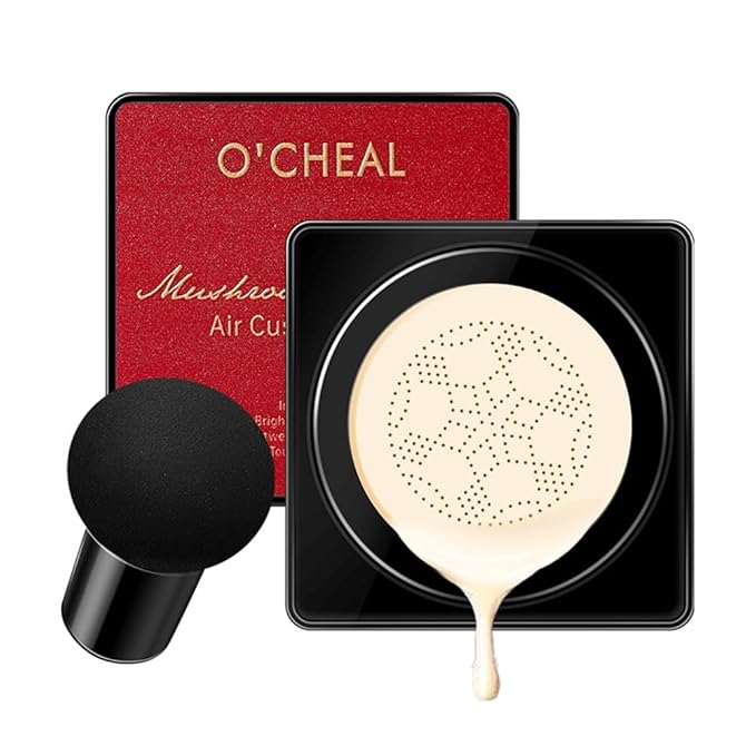 GL-Turelifes Mushroom Head Air Cushion CC Cream Foundation Water Feeling Flawless BB Cream Moisturizing Oil Control,lightweight & Smoothing Natural Face Concealer (H-01 Ivory, 0.53 Oz)-BrightBean Baby