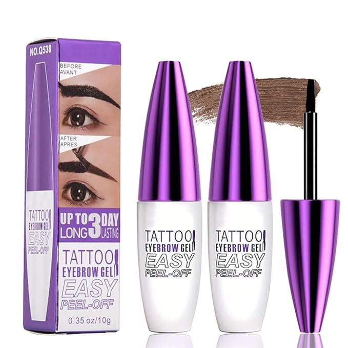 2Pcs Dark Brown Peel Off Brow Tint Gel - Waterproof & Sweatproof Tattoo Effect, Transfer-Resistant Multi-Day Wear, All Skin Types Mother’s Day Gift Set-BrightBean Baby