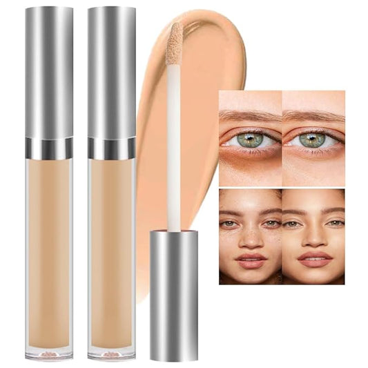 Kaely 2Pcs Hydrating Concealer Wand,Full Coverage Liquid under Eye Concealer,Long Lasting Waterproof Primer Makeup for Dark Circles and Puffiness Trouble Spots Redness,Eye Ring corrector de ojeras 04-BrightBean Baby