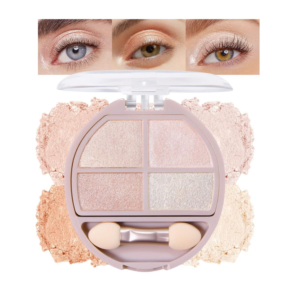 Eyeshadow Makeup Palette with Brush,Nude Gold Natural Neutral Powde Eye Shadow Palette for Older Women,Long Lasting Naturing-Looking,Lightweight,Waterproof,Eye Makeup Kit Travel Size,Vegan-BrightBean Baby