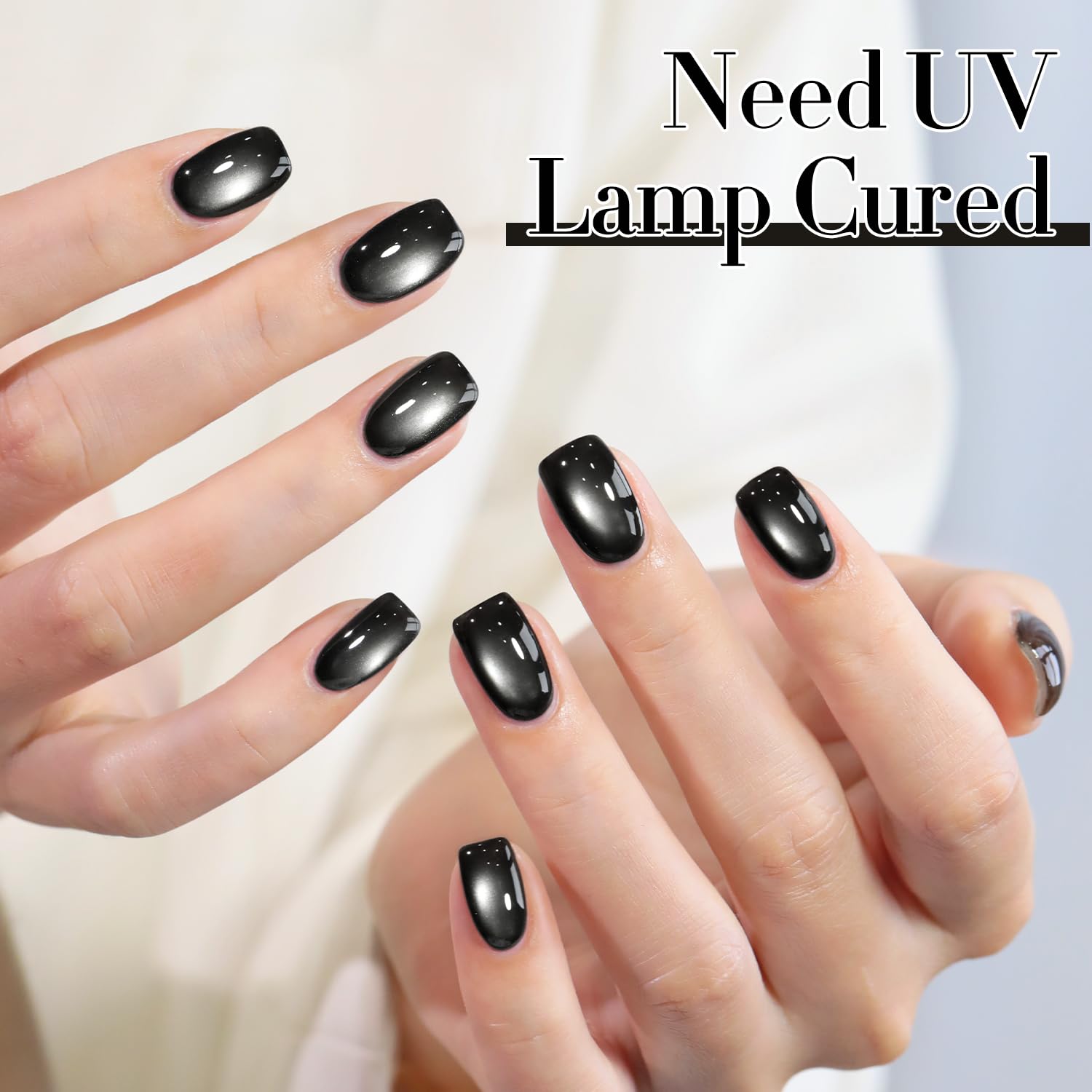 Double Rhythm Jelly Glass Cat Eye Gel Polish with Magnet 15ML Holographic Glitter Shimmer Translucent Sheer Color Magnetic Nail Polish Salon DIY at Home (Jelly Black-MC1115)-BrightBean Baby