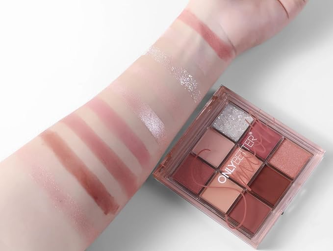 Pink Eyeshadow Palette - 9 Shades, Metallic & Shimmers, Long Lasting, Sweatproof & Waterproof-BrightBean Baby