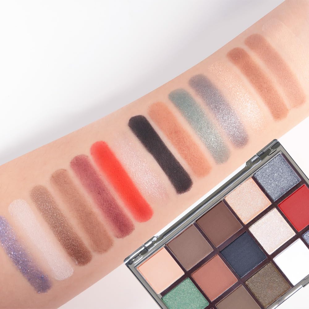 Smokey Red Eye Shadow Makeup Palette,15 Colors Gray Silver Brown Dark Shimmer Matte Makeup Pallet,Long Lasting Waterproof for Daily and Halloween,Vegan,Cruelty -free-BrightBean Baby
