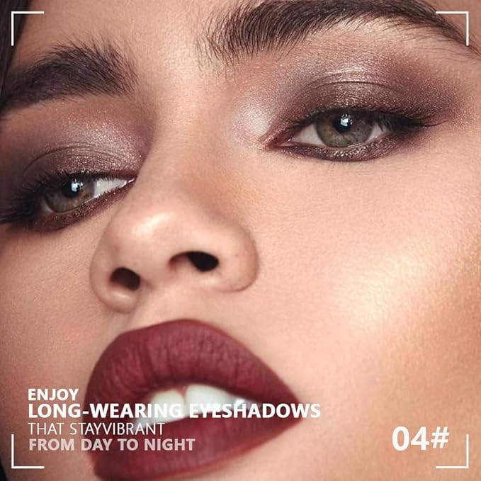 4 Colors Dark Brown Gold Silver Black Eye Shadow Powder Palette Makeup, Neutral Matte Shimmer Cream Quads Eyeshadow Palette for Women Highly Pigmented Waterproof, paleta de sombras de ojos 04-BrightBean Baby