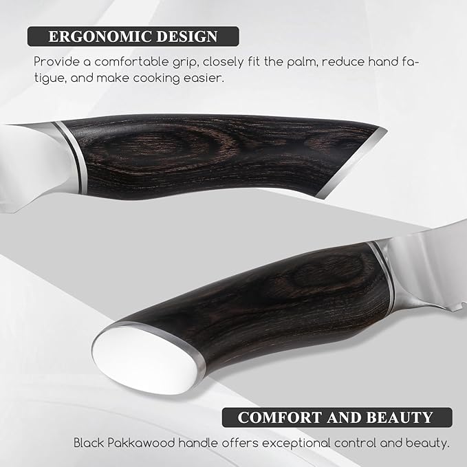 SHANGDAO Steak Knives Set of 6, Kitchen Steak Knife 4.5 Inch, 10Cr15CoMoV Core Steel High Carbon Stainless Steel Steak Knives, Serrated Steak Knife with Pakkawood Handle, Gift Box