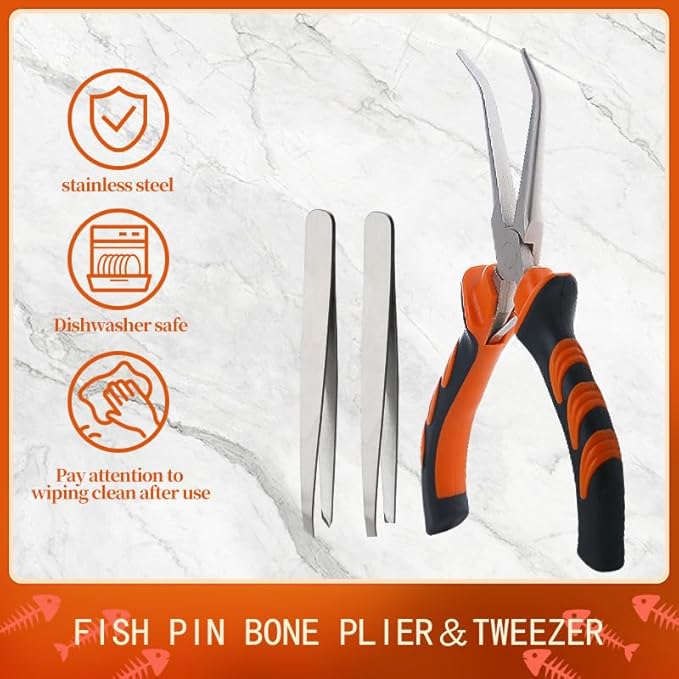 Fish Bone Pliers Tweezers 3pcs Fish Deboning Tools for All Kind of Fish Stainless Steel (3pcs)