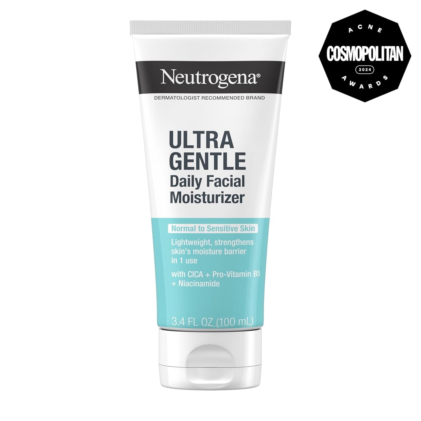 Neutrogena Fragrance Free Daily Facial Moisturizer, Face & Neck Moisturizer for Sensitive Skin with Vitamin B3, Pro-Vitamin B5 & Vitamin E Supports Skin's Dynamic Barrier, 3.4 fl. oz-BrightBean Baby