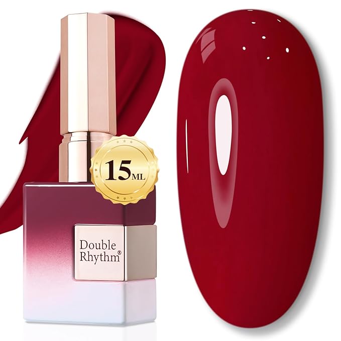 Double Rhythm Translucent Gel Polish Sheer Neutral Natural Light Milky Same Color Same Bottle 15ML Jelly Nail Polish Nail Art DIY at Home (Jelly Burgundy-A1400)-BrightBean Baby