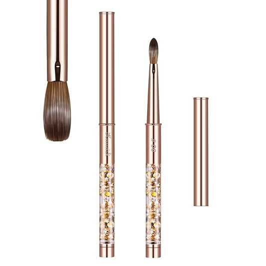 Acrylic Nail Brush Size 6,KEMEISI 100% Pure Kolinsky Nail Art Brushes Sturdy Handle Oval Shaped Acrylic Powder Nail Design Tools for Professional Manicure DIY Home Salon (Gold)-BrightBean Baby