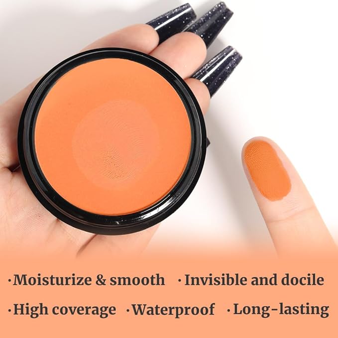 Kaely Color Correcting Concealer,Cream Pot Concealer Full Coverage,under Eye Concealer Palette for Conceals Dark Circles,Waterproof Foundation Face Makeup,12 Orange-BrightBean Baby