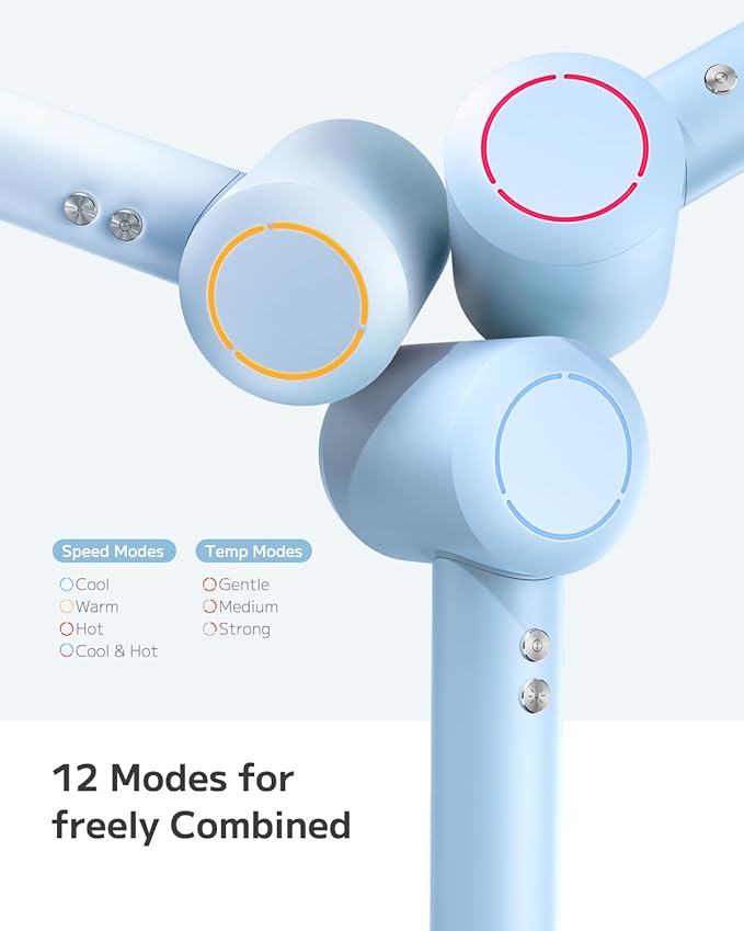 PLUZZ Ionic Hair Dryer with Diffuser, Professional High-Speed Blow Dryer for Women & Men, 110,000 RPM Brushless Motor Fast Drying & Low Noise, Thermo-Control, Lightweight & Compact for Home and Travel-BrightBean Baby