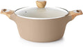 SENSARTE Ceramic Nonstick Stock Pot with Lid, 2.6/4.5/6.6/8.5 QT Soup Pot Casserole Pot, Non-toxic Healthy Pasta Pot, Large Cooking Pot Stew Pot, Induction Compatible, PFOA PFAS PTFE Free, Taupe