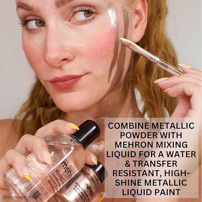 Mehron Makeup Metallic Powder (.17 oz) with Mixing Liquid (1 oz) (ROSE GOLD)-BrightBean Baby